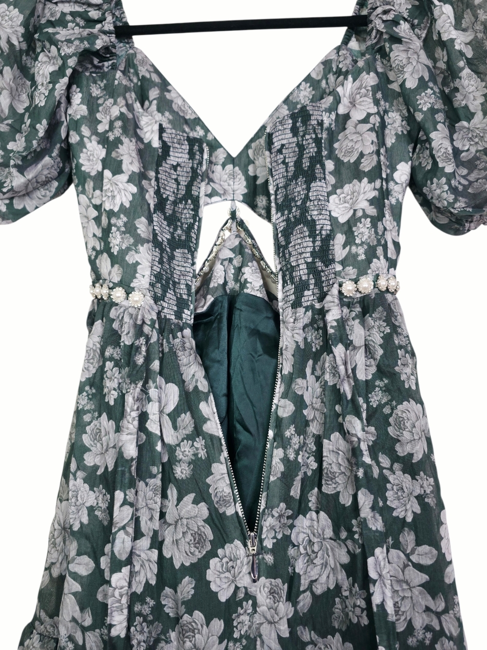 V. Chapman The Emma Dress Emerald Peony Print Floral High Low Cut Out NWT Size 0 - Picture 8 of 12
